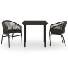 Ensemble à manger de jardin 3 pcs Noir 