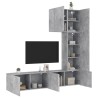 Unités murales TV 5 pcs gris béton bois d'ingénierie 