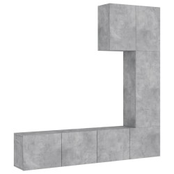 Unités murales TV 5 pcs gris béton bois d'ingénierie 