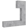 Unités murales TV 5 pcs gris béton bois d'ingénierie 
