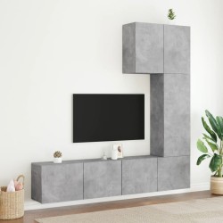 Unités murales TV 5 pcs gris béton bois d'ingénierie 