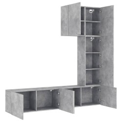 Unités murales TV 5 pcs gris béton bois d'ingénierie 