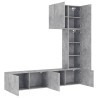 Unités murales TV 5 pcs gris béton bois d'ingénierie 