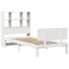 Lit bibliothèque sans matelas blanc 90x190cm bois de pin massif 