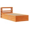 Cadre de lit avec tête de lit cire marron 90x190 cm bois de pin 