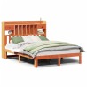 Lit bibliothèque sans matelas cire marron 120x190cm pin massif 