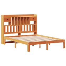 Lit bibliothèque sans matelas cire marron 120x190cm pin massif 