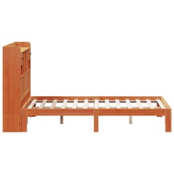 Lit bibliothèque sans matelas cire marron 120x190cm pin massif 