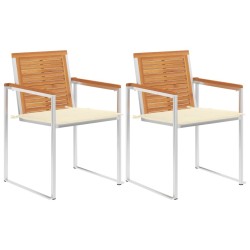 Chaises de jardin avec coussins lot de 2 Acacia solide et acier 