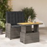Ensemble à manger de jardin et coussins 2 pcs gris rotin 