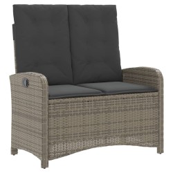 Ensemble à manger de jardin et coussins 2 pcs gris rotin 