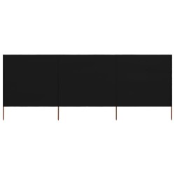 Paravent 3 panneaux Tissu 400 x 120 cm Noir 