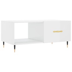 Table basse Blanc brillant 90x50x40 cm Bois d'ingénierie 