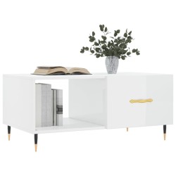 Table basse Blanc brillant 90x50x40 cm Bois d'ingénierie 