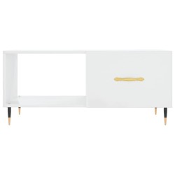 Table basse Blanc brillant 90x50x40 cm Bois d'ingénierie 