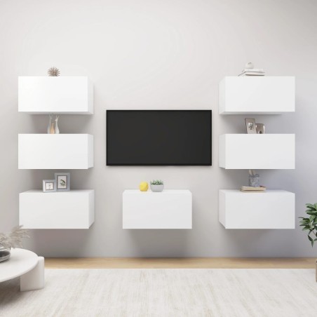 Meubles TV 7 pcs Blanc 30,5x30x60 cm Bois d'ingénierie 