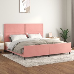 Cadre de lit sans matelas rose 200x200 cm velours 