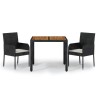 Ensemble à manger de jardin avec coussins 3 pcs Noir 