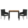 Ensemble à manger de jardin avec coussins 3 pcs Noir 