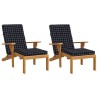 Coussins de chaise longue lot de 2 noir motif à carreaux 