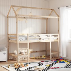 Lit superposé avec échelle et toit sans matelas 90x190 cm 