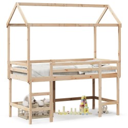 Lit superposé avec échelle et toit sans matelas 90x190 cm 