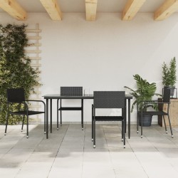 Ensemble à manger de jardin 5 pcs Noir Résine tressée 