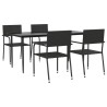 Ensemble à manger de jardin 5 pcs Noir Résine tressée 