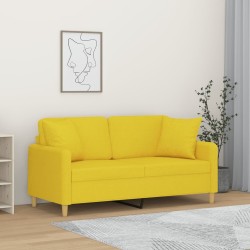 Canapé 2 places avec oreillers jaune clair 140 cm tissu 