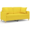 Canapé 2 places avec oreillers jaune clair 140 cm tissu 