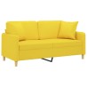 Canapé 2 places avec oreillers jaune clair 140 cm tissu 
