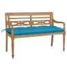 Banc Batavia avec coussin bleu clair 120 cm Bois de teck massif 