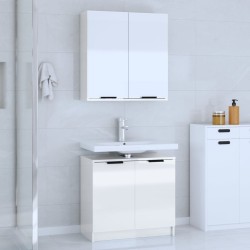 Meubles de salle de bain 2 pcs Blanc brillant Bois d'ingénierie 