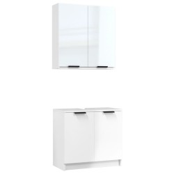 Meubles de salle de bain 2 pcs Blanc brillant Bois d'ingénierie 