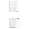 Meubles de salle de bain 2 pcs Blanc brillant Bois d'ingénierie 