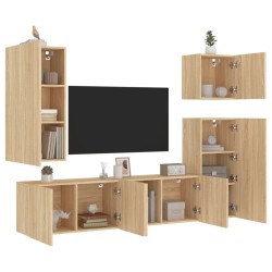 Unités murales TV 5 pcs chêne sonoma bois d'ingénierie 
