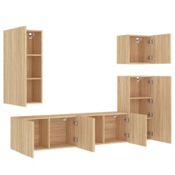 Unités murales TV 5 pcs chêne sonoma bois d'ingénierie 