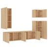 Unités murales TV 5 pcs chêne sonoma bois d'ingénierie 