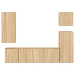 Unités murales TV 5 pcs chêne sonoma bois d'ingénierie 