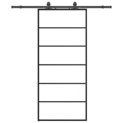 Porte coulissante kit de quincaillerie noir 90x205 cm verre ESG 