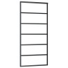 Porte coulissante kit de quincaillerie noir 90x205 cm verre ESG 