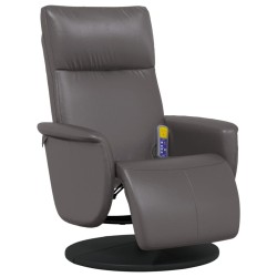 Fauteuil inclinable de massage repose-pieds gris similicuir 
