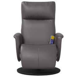 Fauteuil inclinable de massage repose-pieds gris similicuir 