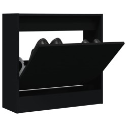 Armoire à chaussures noir 60x21x57 cm bois d'ingénierie 