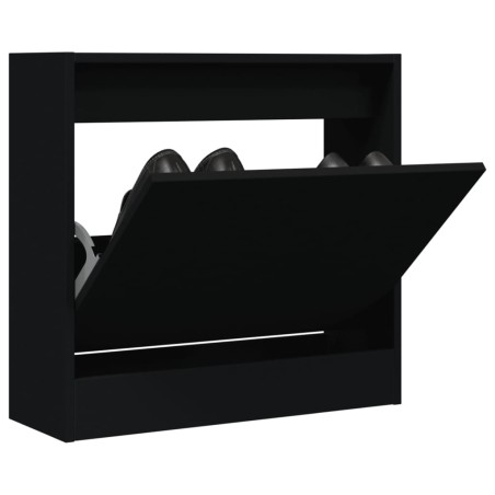 Armoire à chaussures noir 60x21x57 cm bois d'ingénierie 
