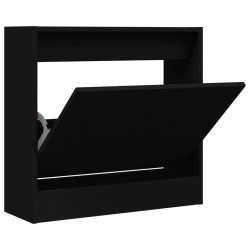 Armoire à chaussures noir 60x21x57 cm bois d'ingénierie 