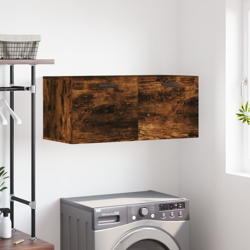 Armoire murale chêne fumé 80x36,5x35 cm bois d'ingénierie 