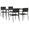 Ensemble à manger de jardin 5 pcs noir résine tressée et acier 