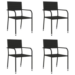 Ensemble à manger de jardin 5 pcs noir résine tressée et acier 