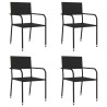 Ensemble à manger de jardin 5 pcs noir résine tressée et acier 